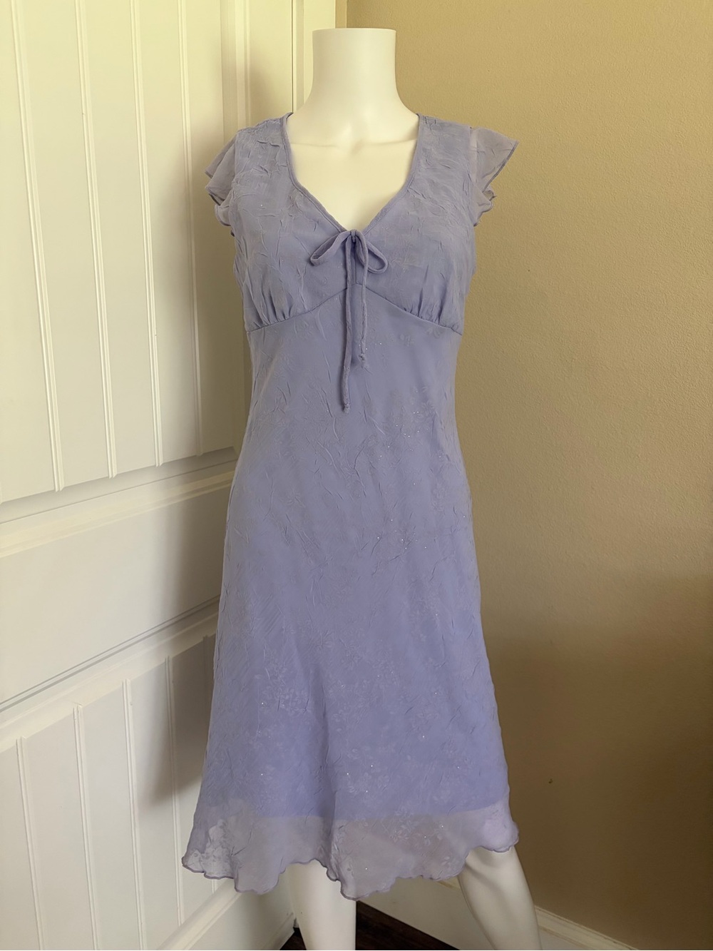 Vintage Y2K Lavender Purple Floral Fairy Sparkly Midi Dress